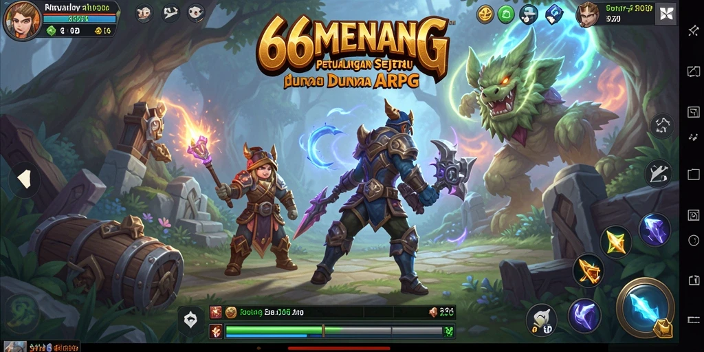 Tampilan gameplay mendebarkan dari 66MENANG dengan pertarungan ARPG yang intens.