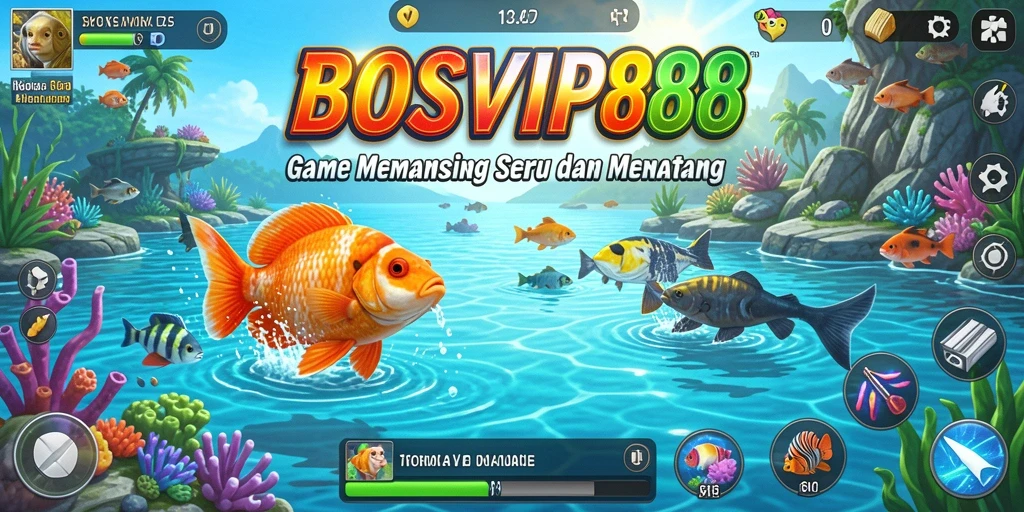Gameplay seru dengan berbagai jenis ikan menunggu untuk ditangkap.
