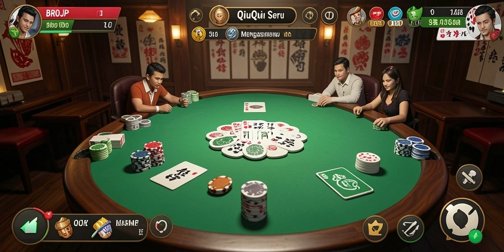 Tampilan menarik dari gameplay QiuQiu di BROJP.