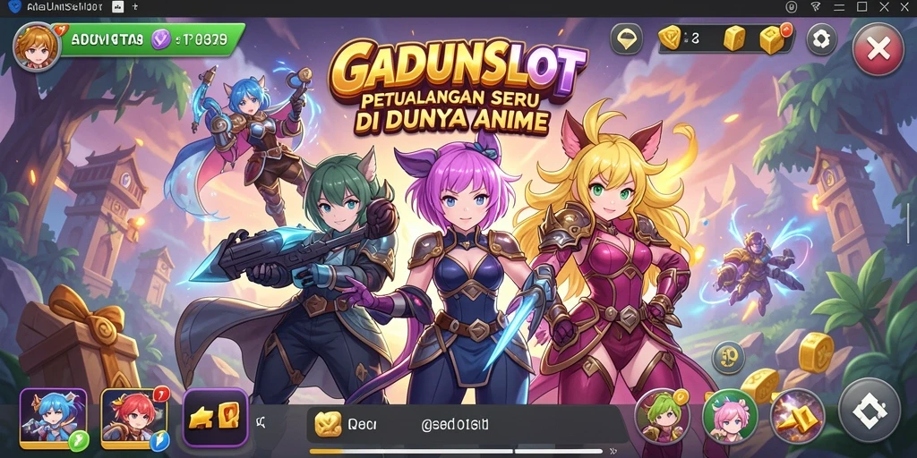 Tampilan seru gameplay GADUNSLOT dengan karakter anime yang menarik.