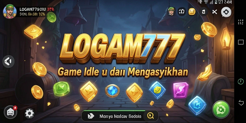Tampilan gameplay utama LOGAM777 dengan mekanisme permainan Idle yang menarik.