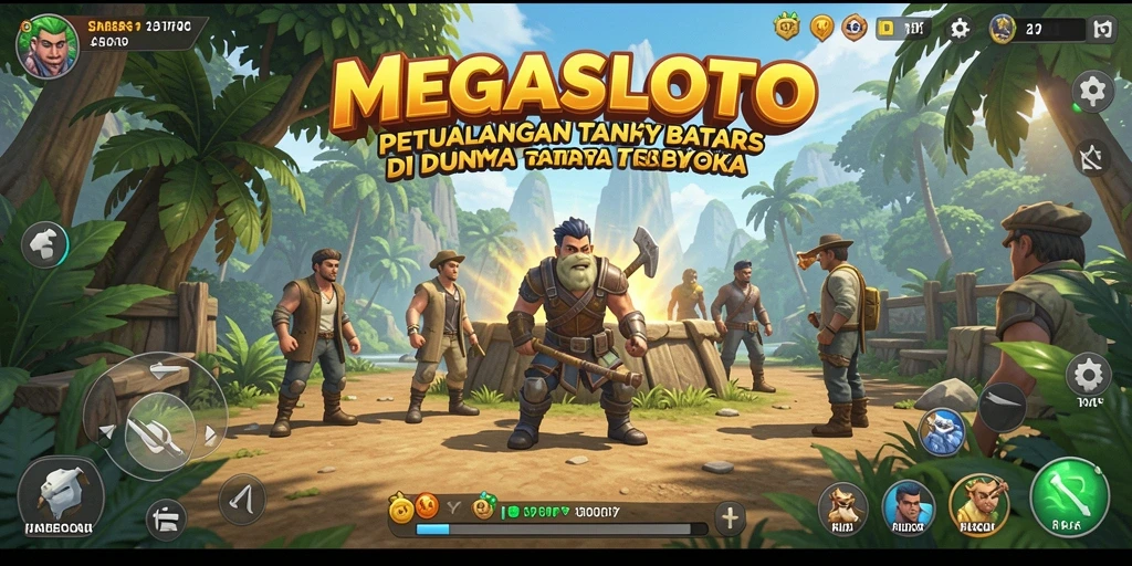Menampilkan pemain yang menjelajahi dunia terbuka MEGASLOTO.