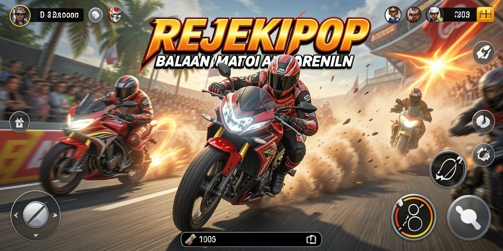 Menampilkan aksi balapan motor yang mendebarkan di REJEKIPOP.