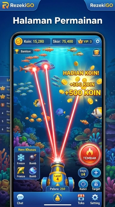 Tampilan utama aplikasi rezekigo dengan berbagai pilihan kategori.
